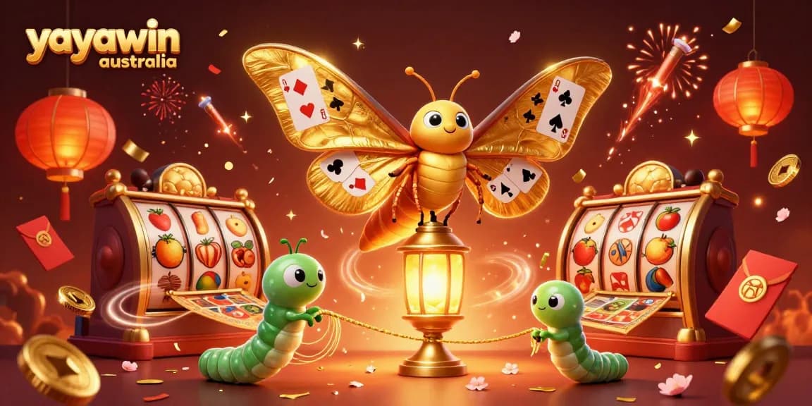 Experience excitement at yayawin australia with a vibrant scene of casino-themed imagery and characters.