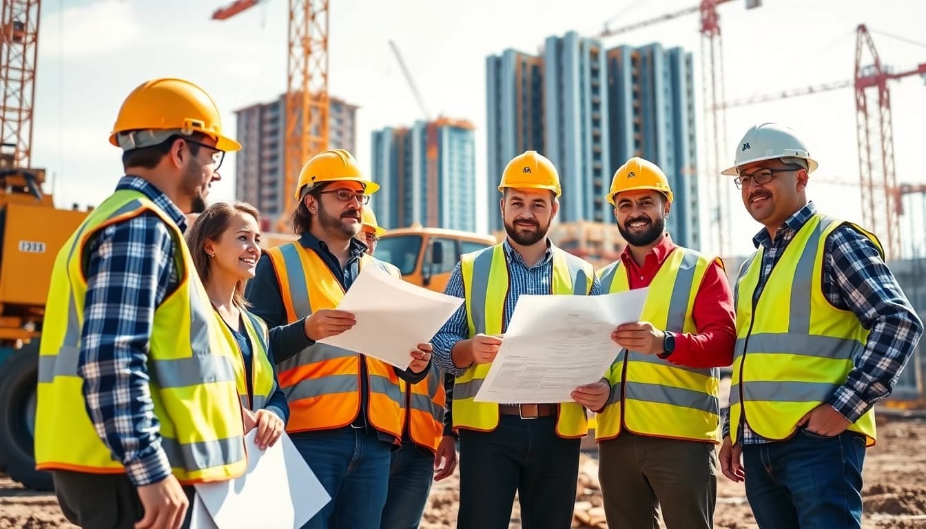 Highlighting construction company membership south texas with a team working collaboratively on-site.