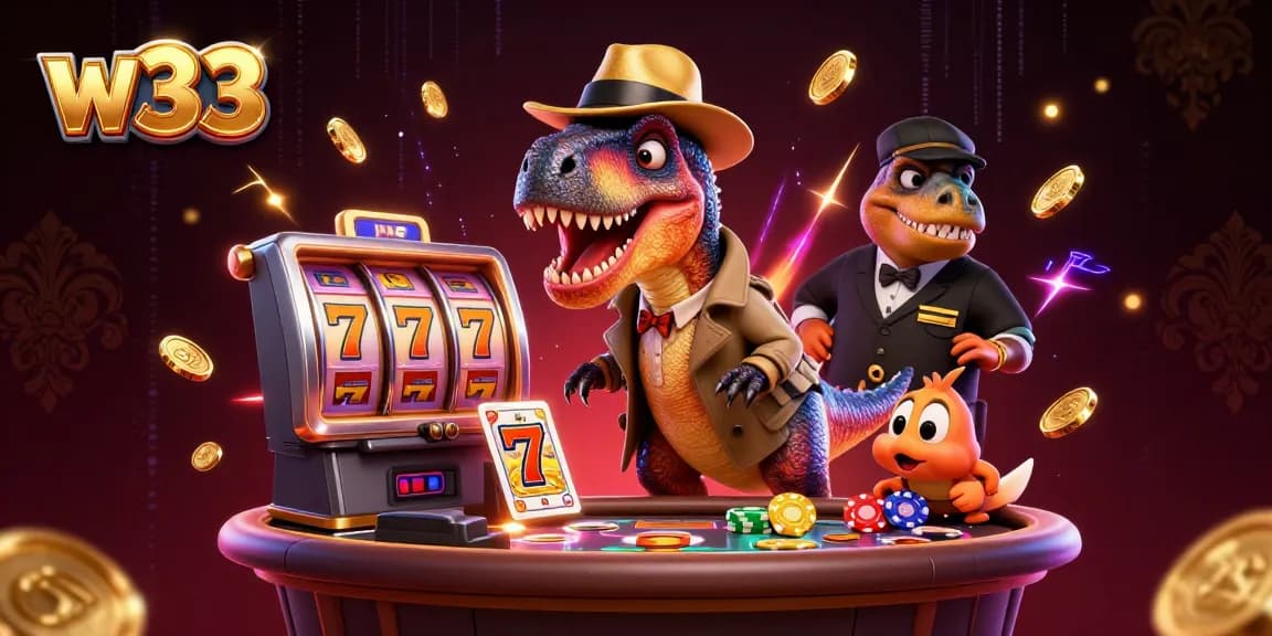 Experience exciting w33 pokies with a velociraptor card counter and dynamic slot machine action.