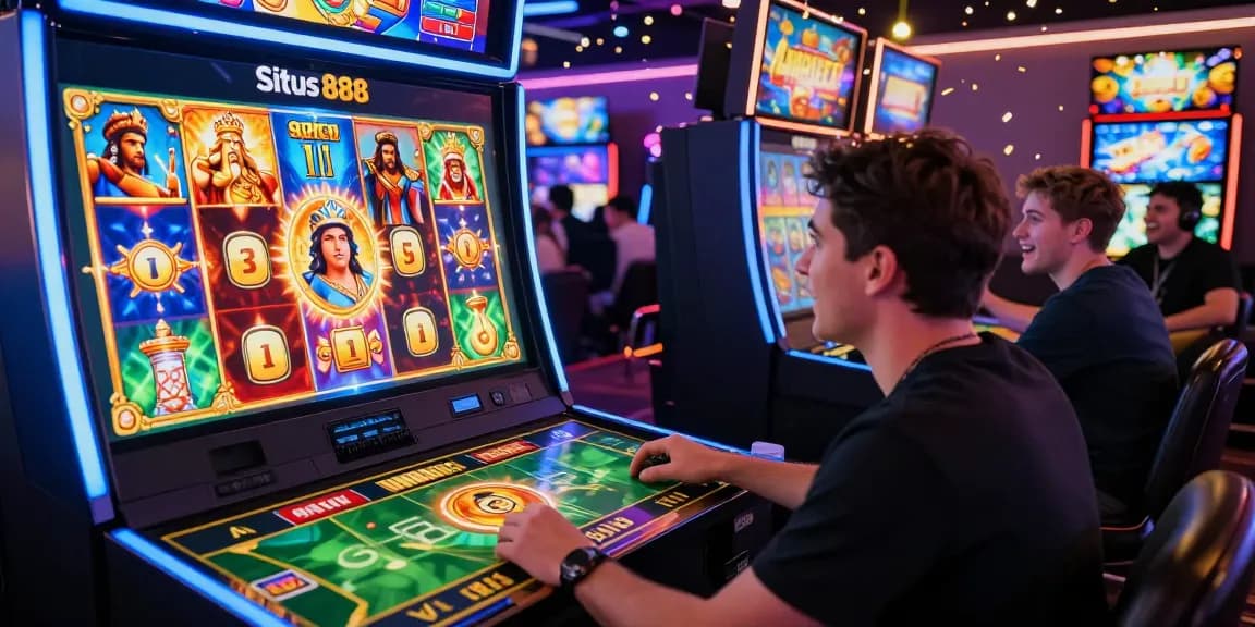 Exciting gaming experience at situs 888 with vibrant slot themes and community interaction.