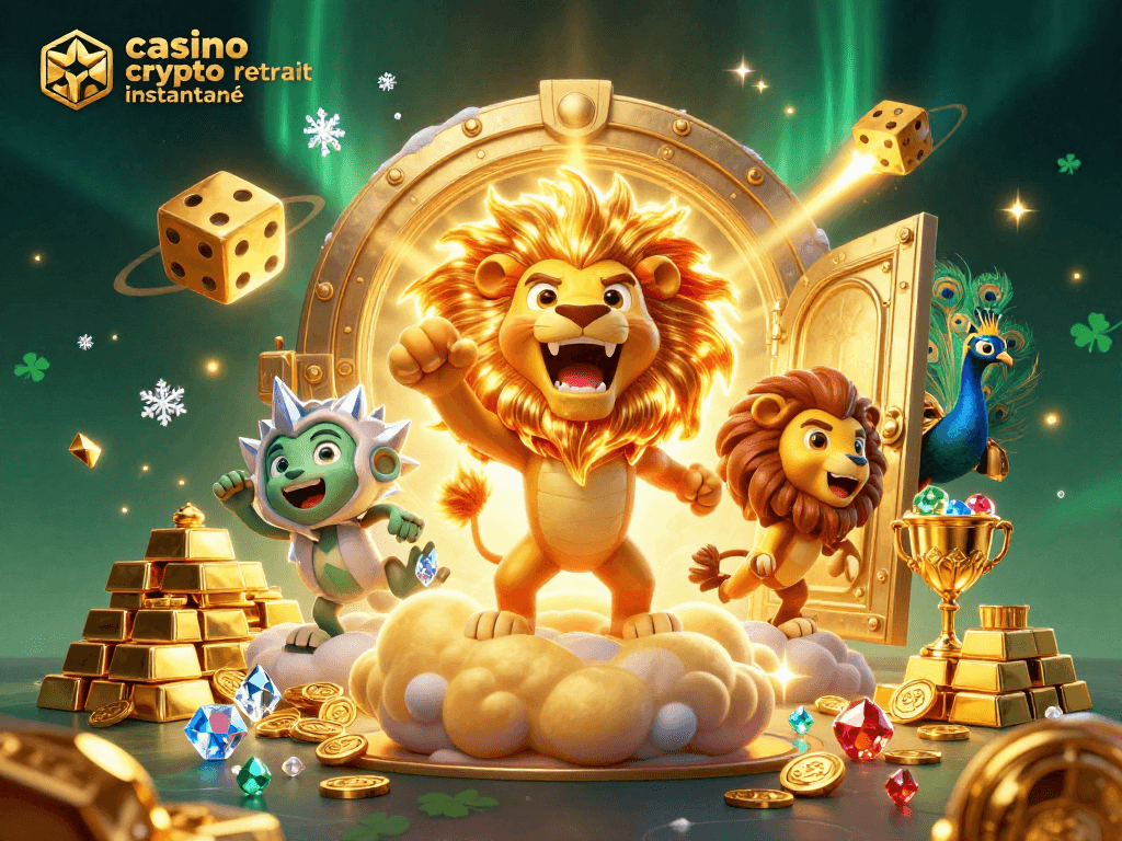 Gagnez avec le casino crypto retrait instantané : une scène vibrante de gains et de jackpots.