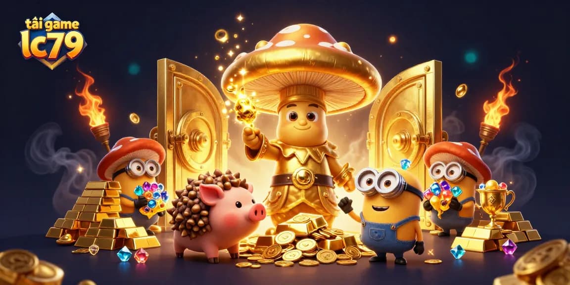 Khám phá tươi đẹp của tải game lc79 với hình ảnh slot, vàng bạc, và phần thưởng hấp dẫn.