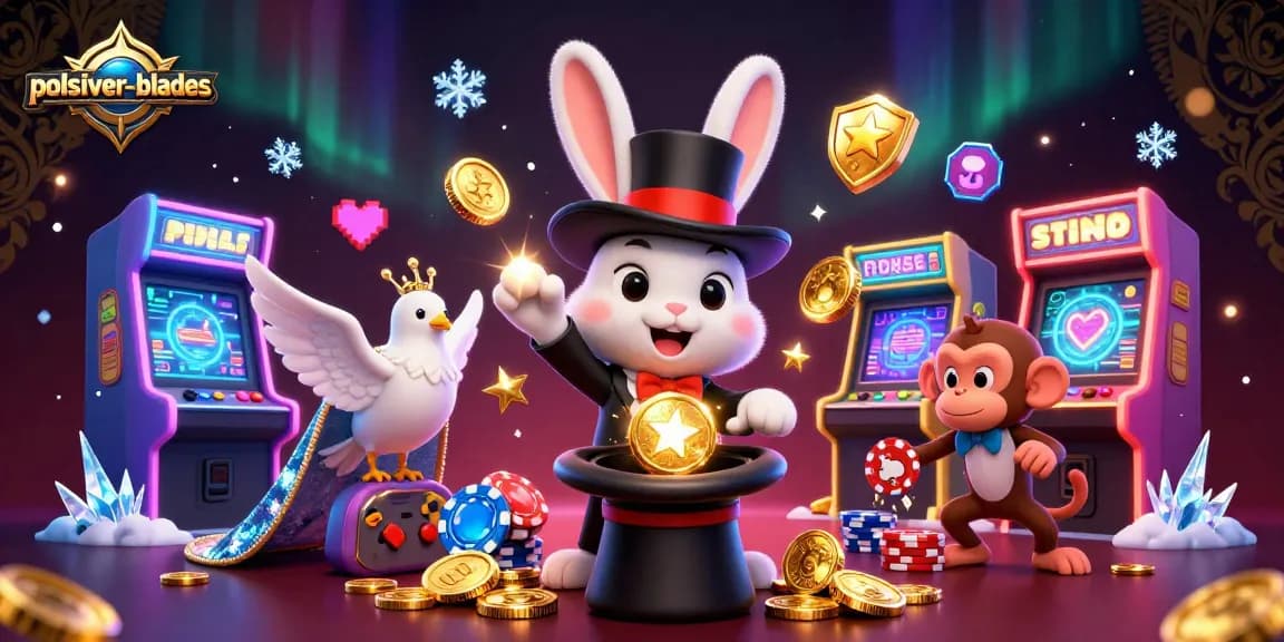 Experience the magic of polsilver-blades with coins and poker chips in a colorful casino atmosphere.