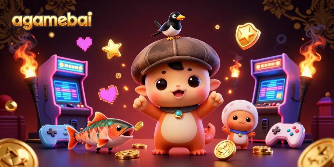 Win big at agamebai with this playful illustration featuring a cute Nessie and casino elements.