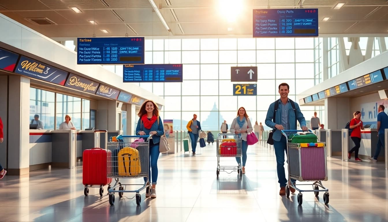 Traveling from Disneyland Paris to airport with families enjoying their journey.