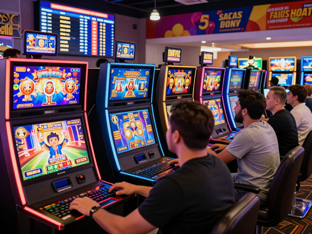 Pengalaman bermain slot online di BOLASLOT99 dengan pemain menikmati slot gacor dan suasana ceria.