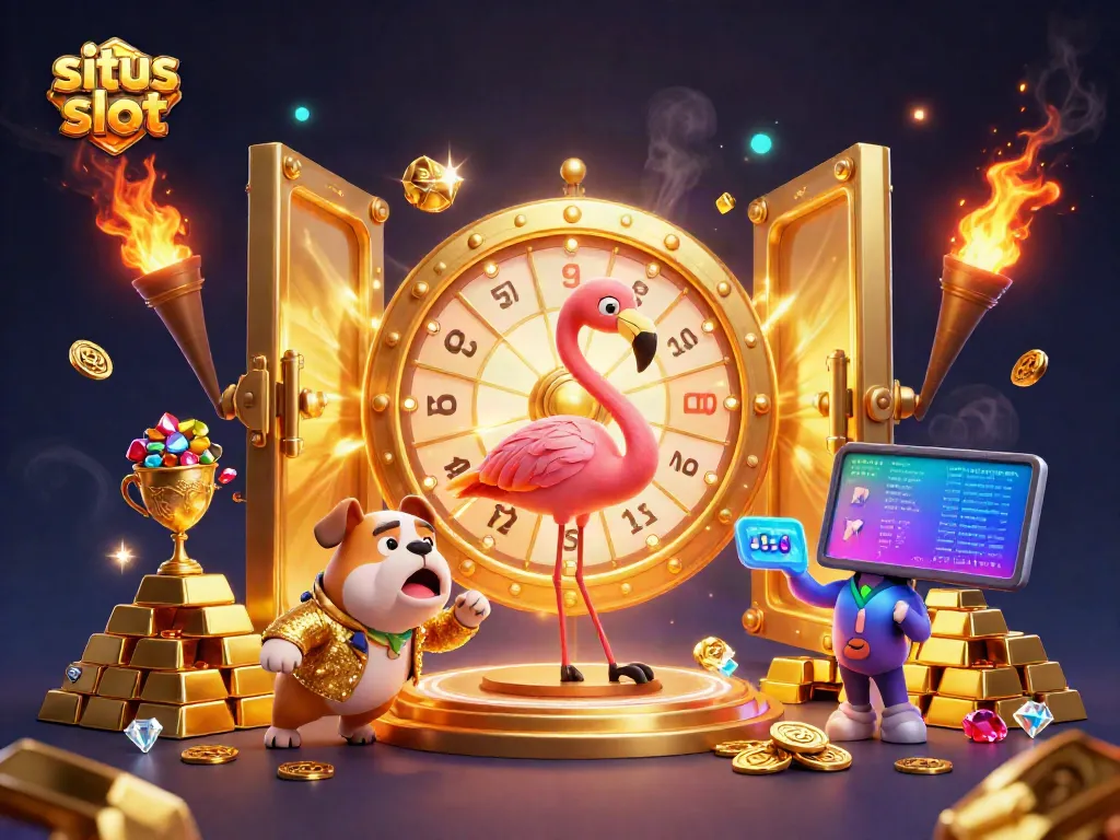 Experience thrilling action at situs slot, with exciting 3D characters and golden treasures illustrated