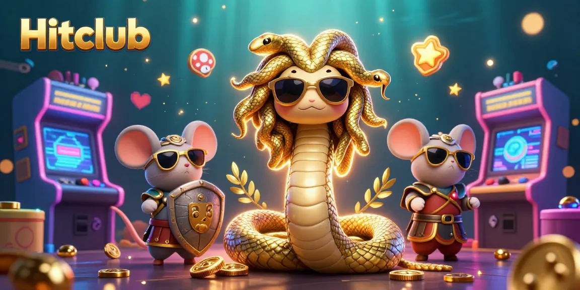 Join the excitement at Hitclub with a vibrant 3D scene featuring gaming characters and casino elements.