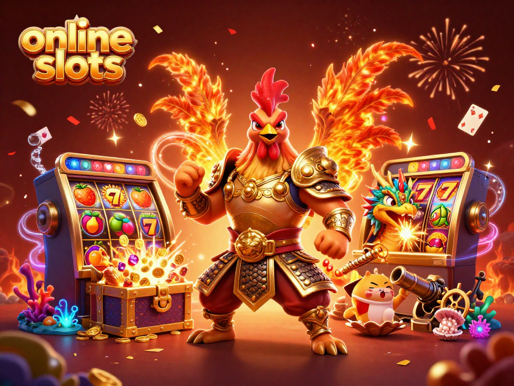 Engage with exciting online slots while battling in a vibrant casino-themed scene