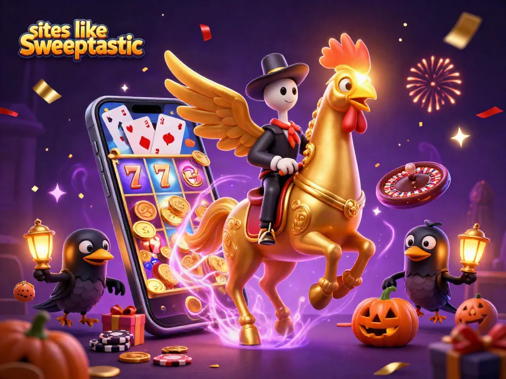 Spin and win at sites like sweeptastic with golden rooster and captivating casino elements.