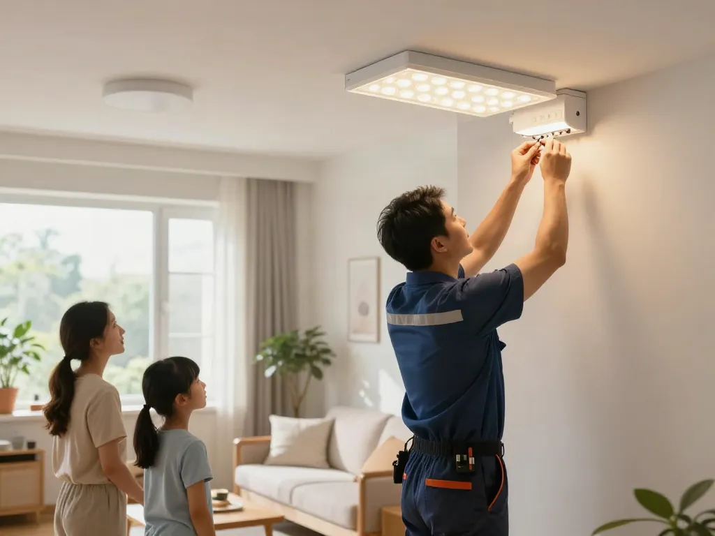 Instalarea aplice LED senzor de către un profesionist local, oferind servicii de încredere pentru comunitate.