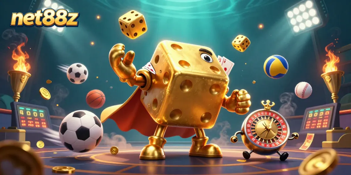 net88z promotes an engaging casino experience with energetic golden dice and dynamic sports elements