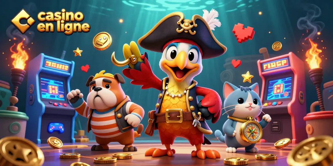 Jouer au casino en ligne avec des pirates et une ambiance colorée de jeux d'arcade.