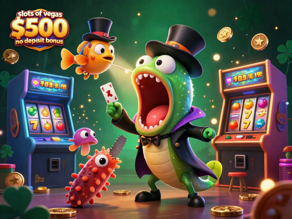 Experience the excitement of slots of vegas $500 no deposit bonus with vibrant characters and gaming elements.