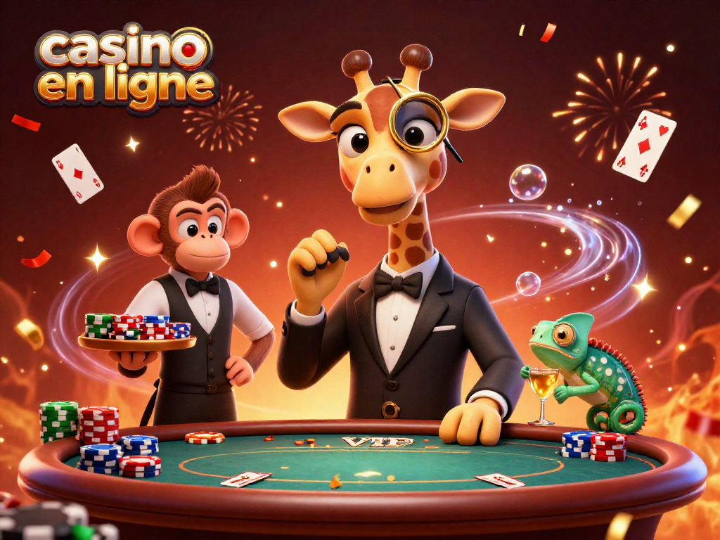 Gagnez au casino en ligne avec notre illustration captivante de personnages de jeu stylisés.