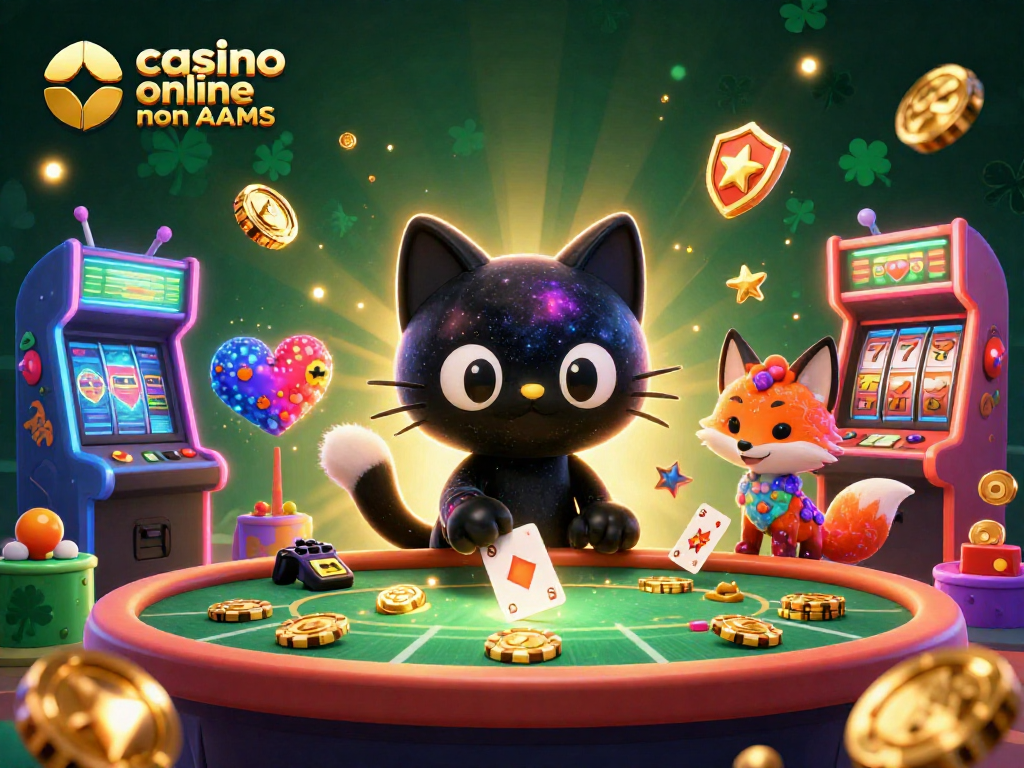 Visualizza un'eccitante esperienza di gioco al casinò online non AAMS con un gatto e una volpe cosmica.