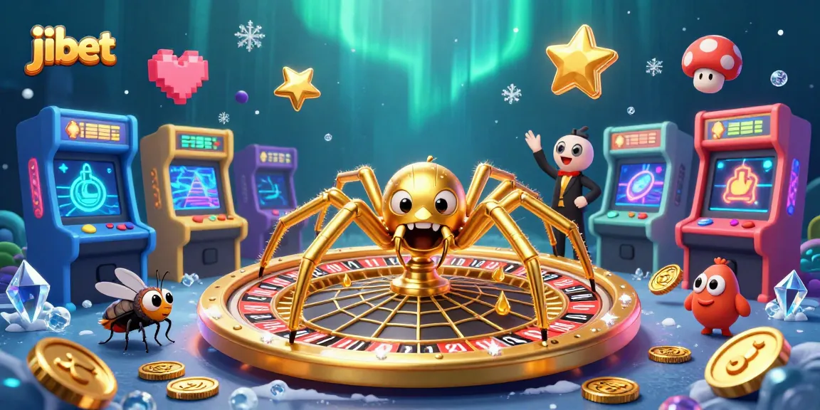 Experience thrilling gameplay at jibet with a golden spider croupier and animated casino scenes.