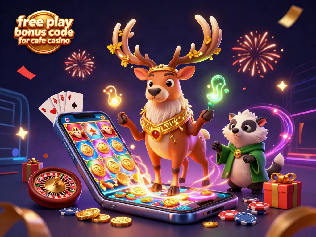 Experience fun gaming with the free play bonus code for cafe casino and vibrant celebratory elements.