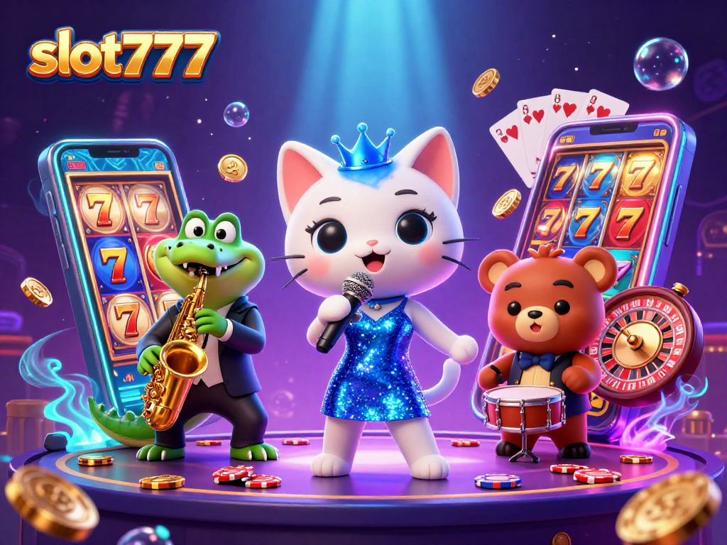 Spin to win at slot777 with a vibrant casino scene loaded with games and excitement!