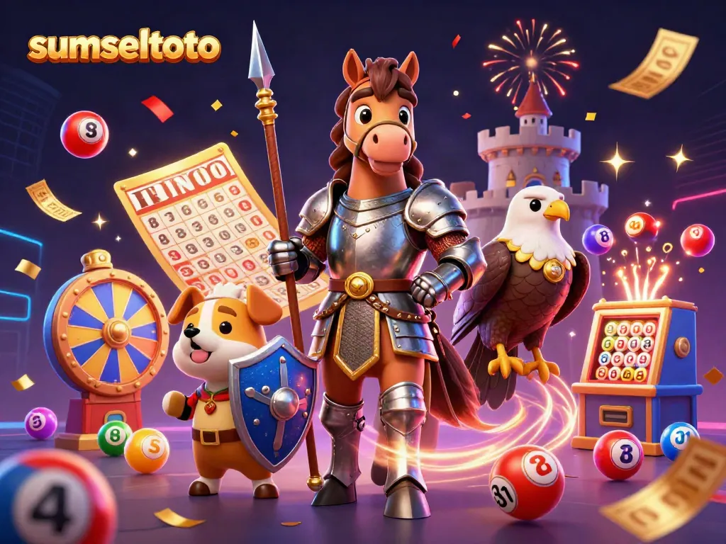 Experience the excitement of sumseltoto with vibrant lottery elements and a dynamic medieval scene.