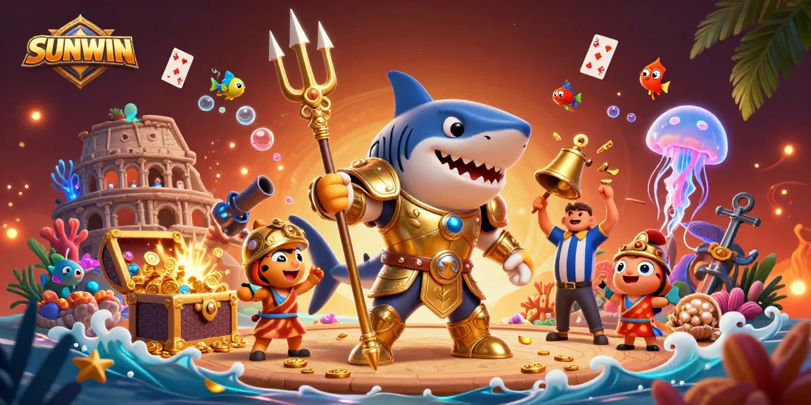 SUNWIN engages players with thrilling underwater excitement in a vibrant 3D casino illustration.