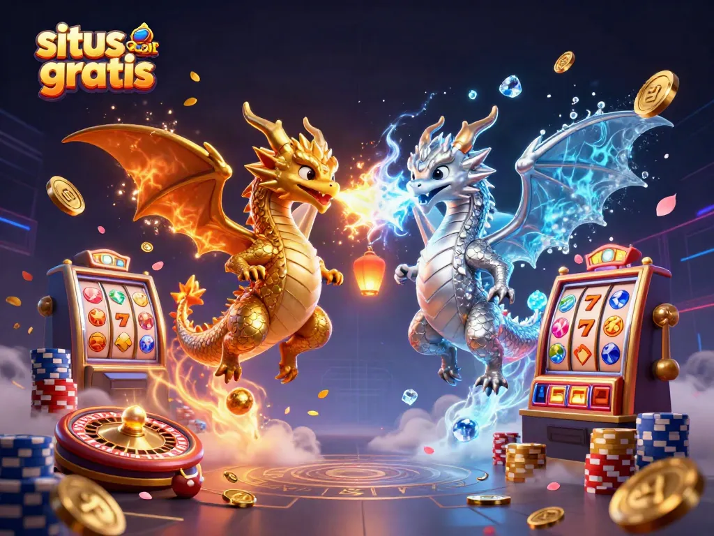 Experience situs slot gratis with dynamic dragons and exciting casino elements in vibrant 3D art.