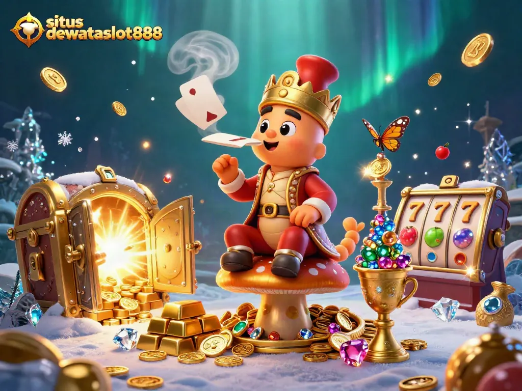 Menangkan jackpot di situs dewataslot888 dengan ilustrasi kasino penuh warna dan imersif.
