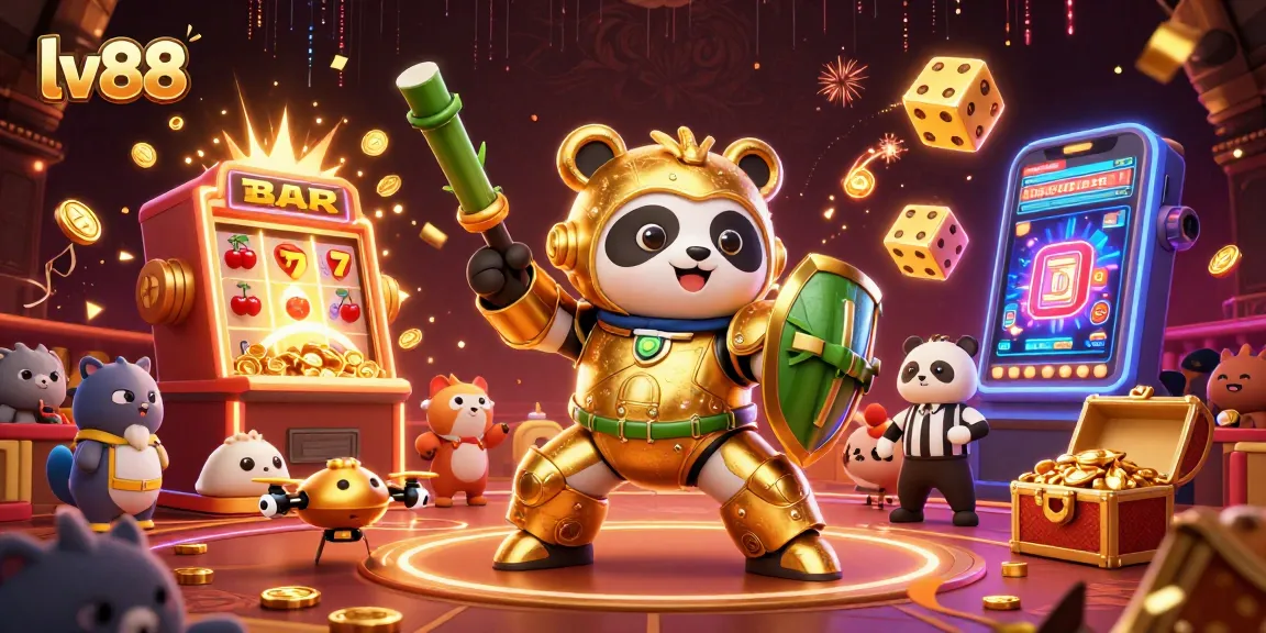 Experience thrill and excitement with lv88 online gaming, featuring a golden mech panda in action.