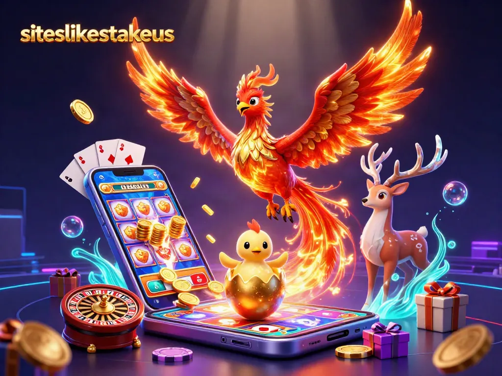 Engage with siteslikestakeus' thrilling casino experience featuring a dynamic 3D phoenix and immersive gaming elements.