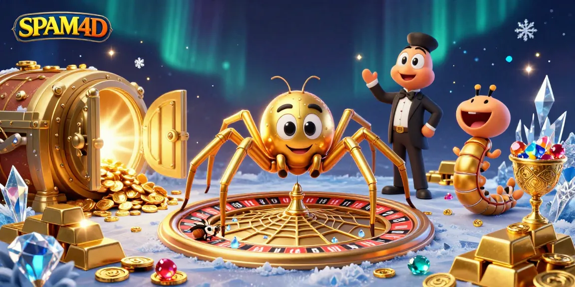 SPAM4D menampilkan taruhannya di roulette berkilau bersama spider emas dan dealer kaki seribu.