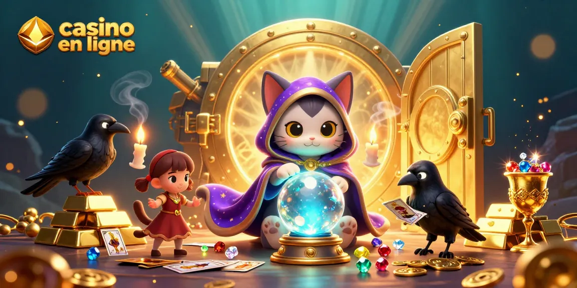 Coloriez l'univers du casino en ligne avec un chat mystique, un corbeau et des candelabres.