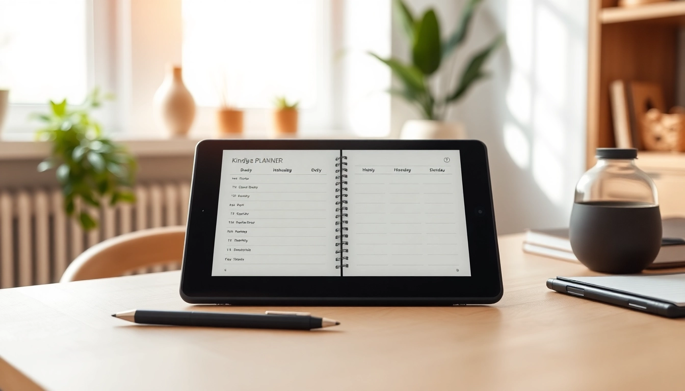Organized workspace with Planners for Kindle Scribe on a Kindle device, showcasing productivity.