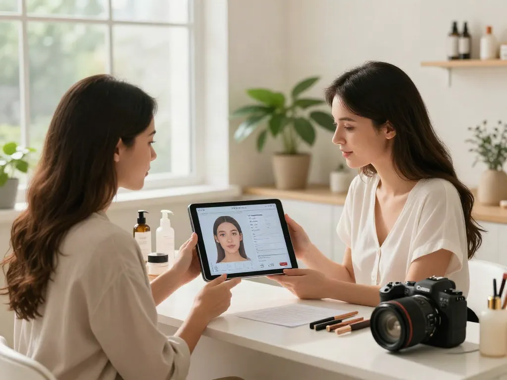 Alternatives to QOVES explored in a bright beauty analysis consultation.