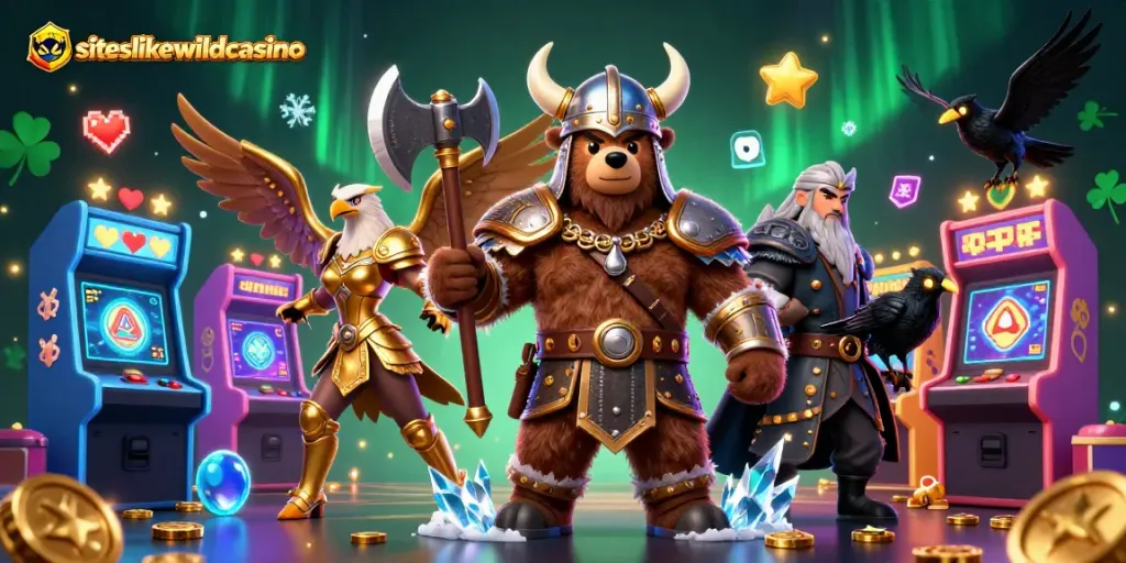 Spin and win at siteslikewildcasino with vibrant 3D casino characters amidst colorful game elements.