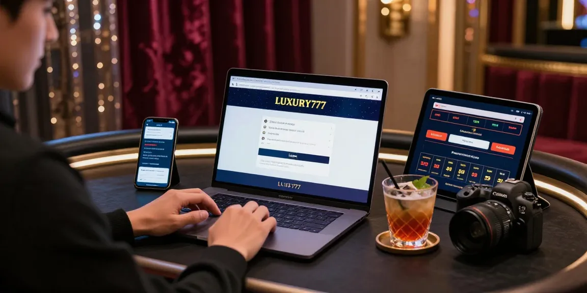 Masuk ke LUXURY777 dengan suasana mewah di lingkungan kasino modern.