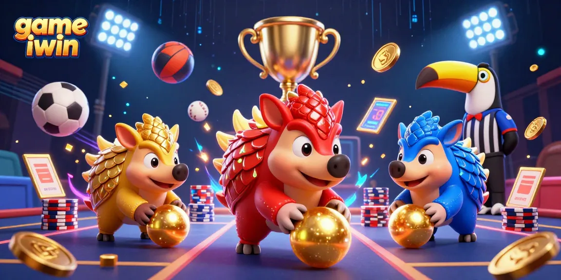 Engaging scene of game iwin with rival pangolins competing, showcasing colorful sports elements.