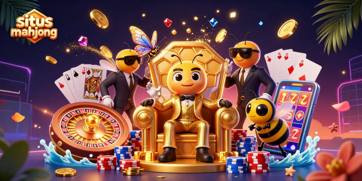 Experience situs mahjong thrills in this vibrant 3D illustration showcasing thrilling casino action.