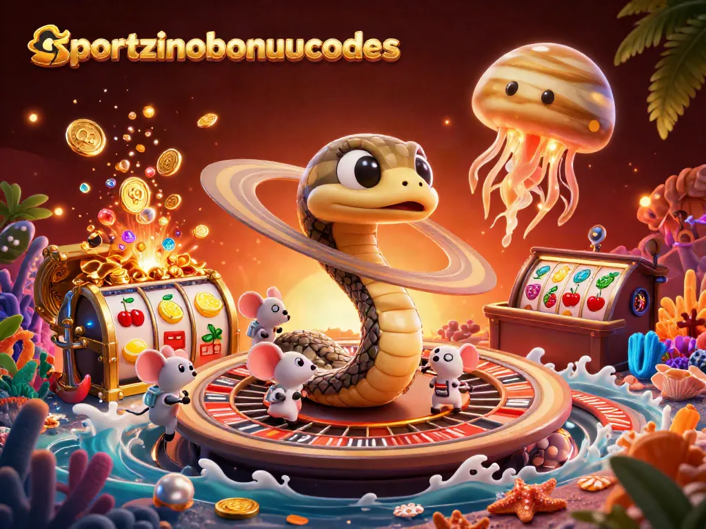 Engage with sportzinobonuscodes as astronaut mice place bets on a roulette wheel made of Saturn's rings.