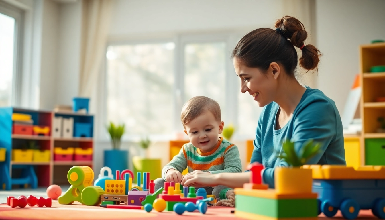 Engaging child-centered session showcasing early intervention ABA with a therapist in a colorful therapy space.