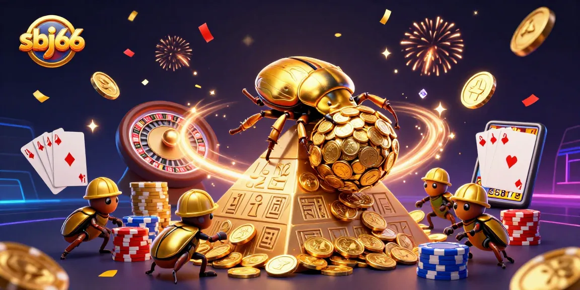 Engage in exciting gameplay at sbj66 with golden coins and casino symbols flying around!