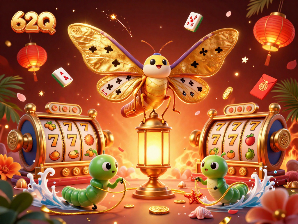 Experimente a emoção de jogar 62Q com uma cena vibrante de cassino digital cheia de elementos chamativos.