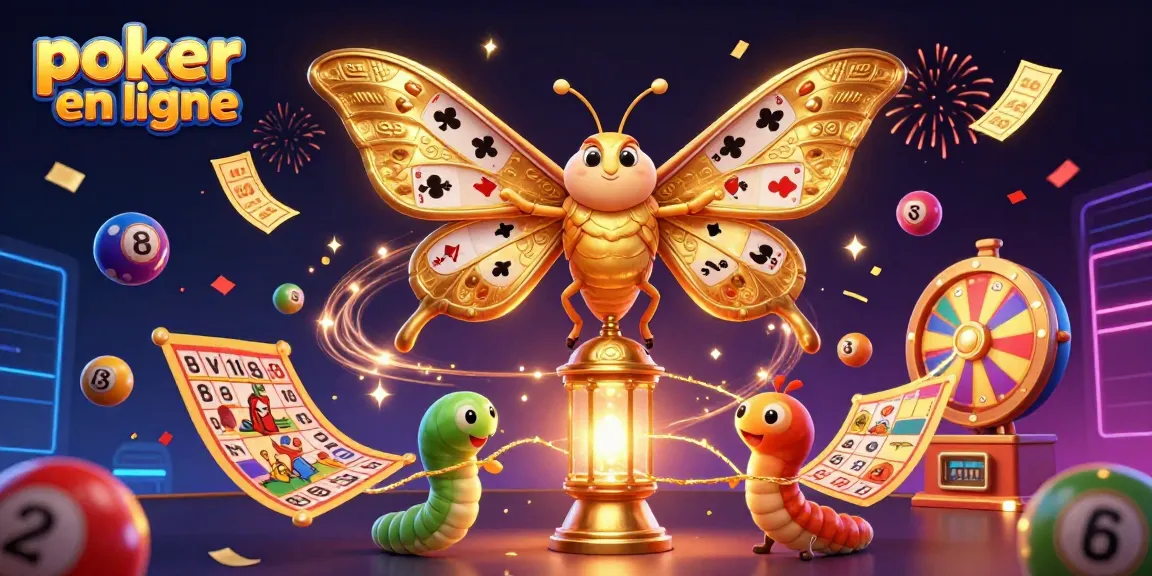Jouer au poker en ligne dans un univers festif avec des croupiers et des cartes brillantes.