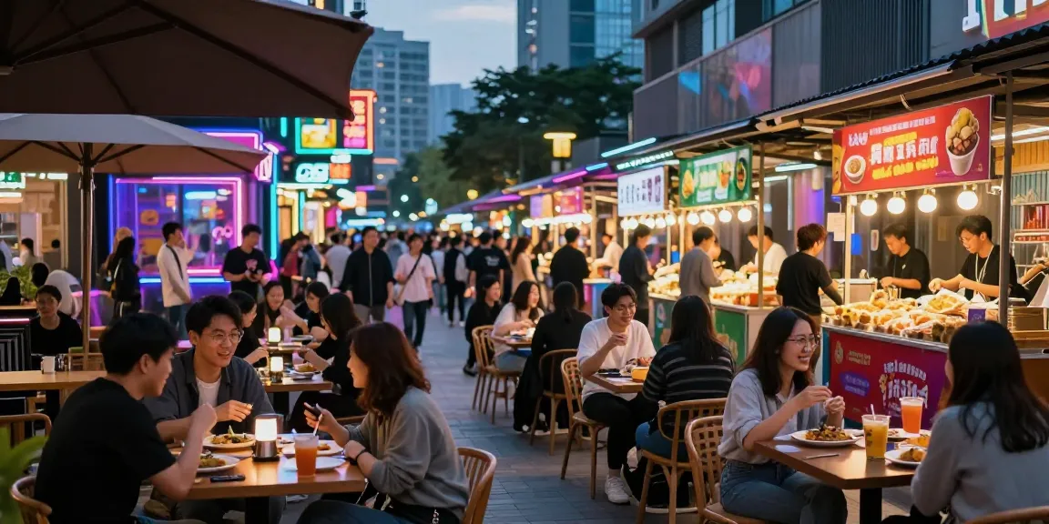 Dynamic nightlife scene showcasing 오피사이트 entertainment venues bustling with activity.
