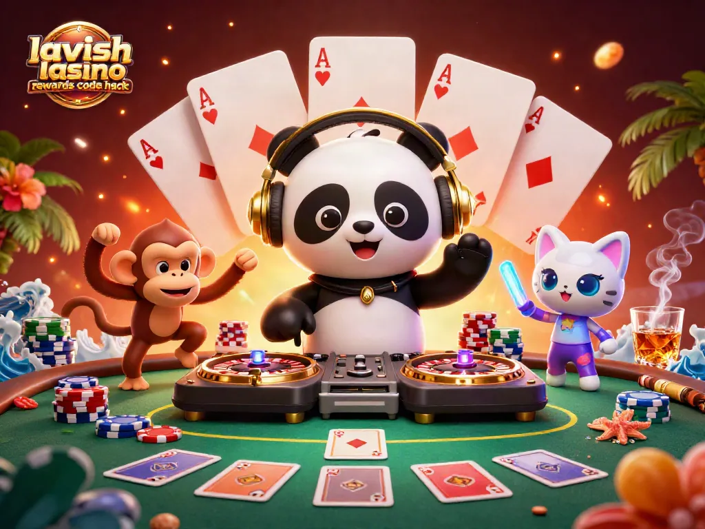 Play and win with lavish luck casino rewards code hack in a vibrant 3D casino scene.