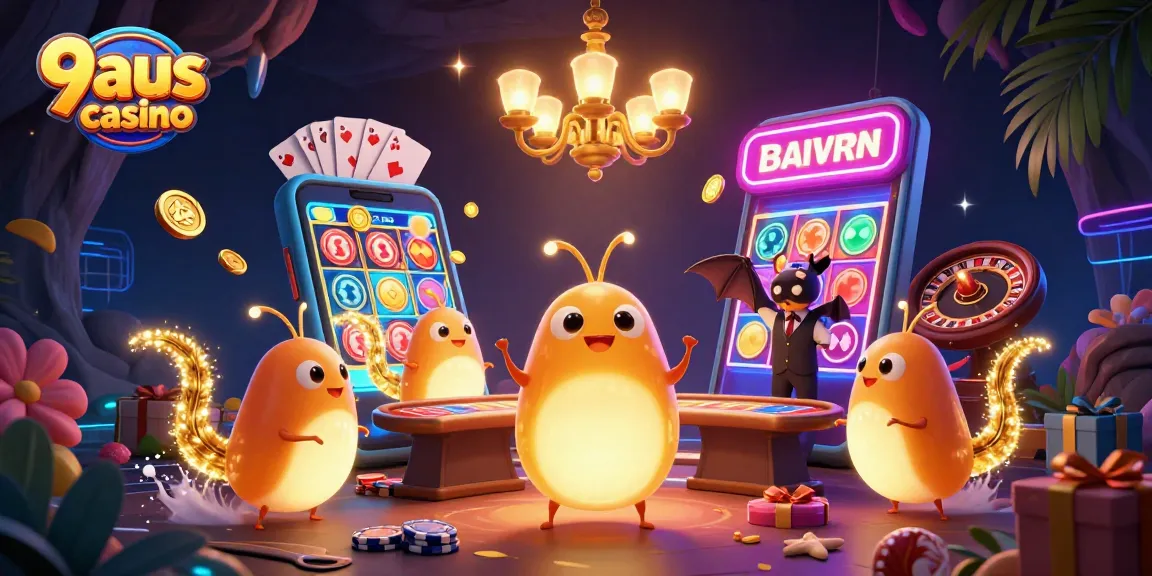 Experience the excitement at 9aus casino with vibrant gameplay and bioluminescent glowworms lighting the scene.