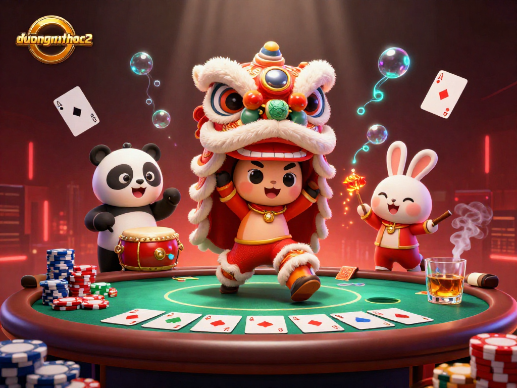 Experience the excitement of duongmatchuoc2 with an action-packed casino scene featuring vibrant characters.