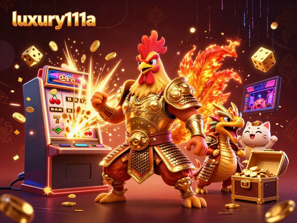 Experience thrilling jackpots with luxury111a's vibrant 3D casino adventure illustration.