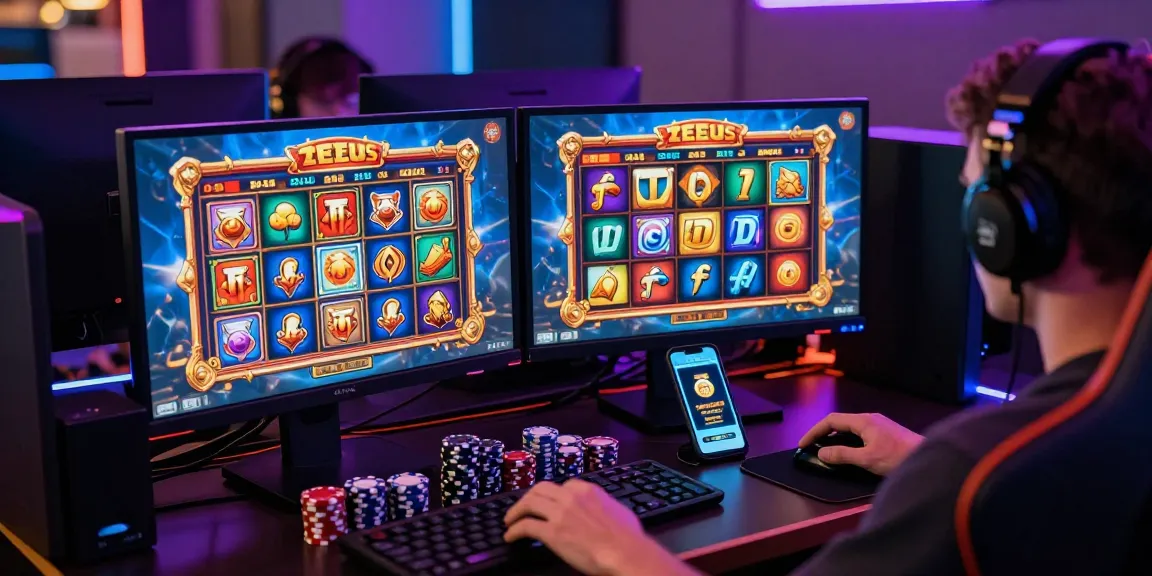Player enjoying a thrilling Zeus-themed slot game experience at situs raja.