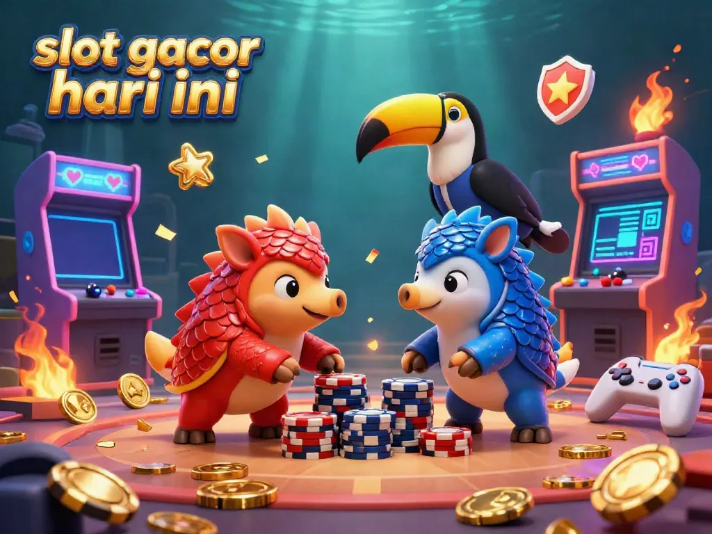 Experience the excitement of slot gacor hari ini with lively pangolins and vibrant casino elements.