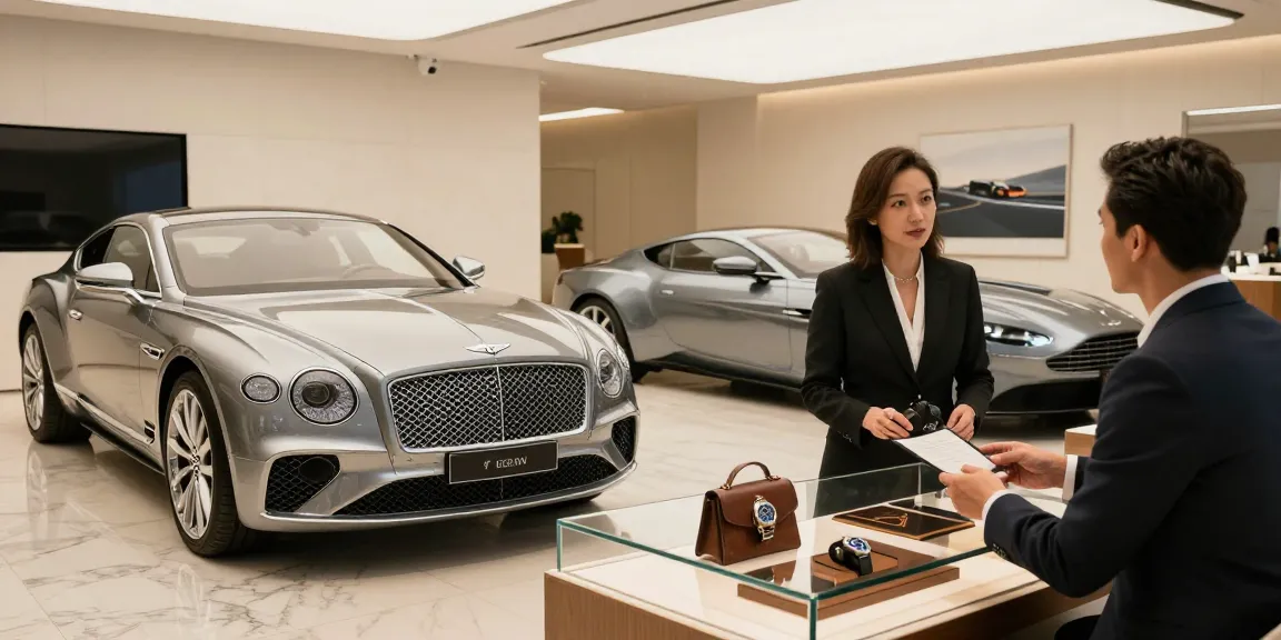 Pengalaman LUXURY 777 di showroom mobil mewah dengan mobil elegan dan aksesori premium.